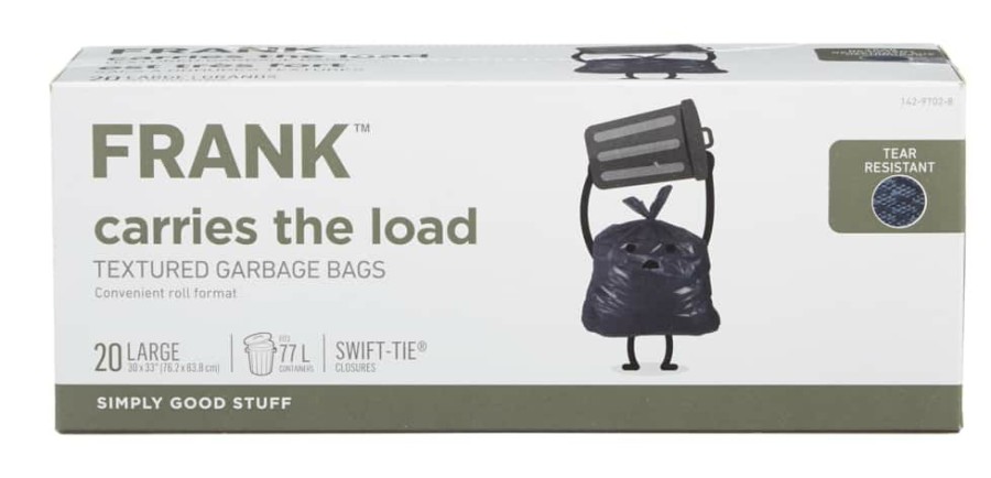 Home & Pets * | Frank Large Swift-Tie Outdoor Textured Garbage Bags, 20-Pk, 77-L