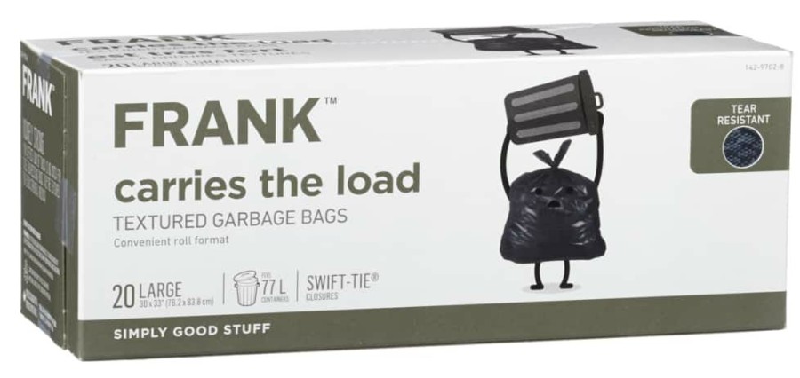 Home & Pets * | Frank Large Swift-Tie Outdoor Textured Garbage Bags, 20-Pk, 77-L