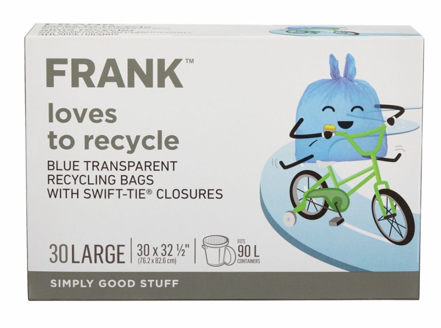 Home & Pets * | Frank Large Swift-Tie Recycling Bags, Blue Transparent, 30-Pk, 90-L