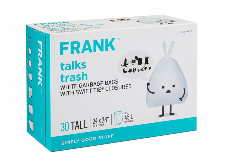 Home & Pets * | Frank Tall Swift-Tie Unscented Garbage Bags, 30-Pk, White, 45-L