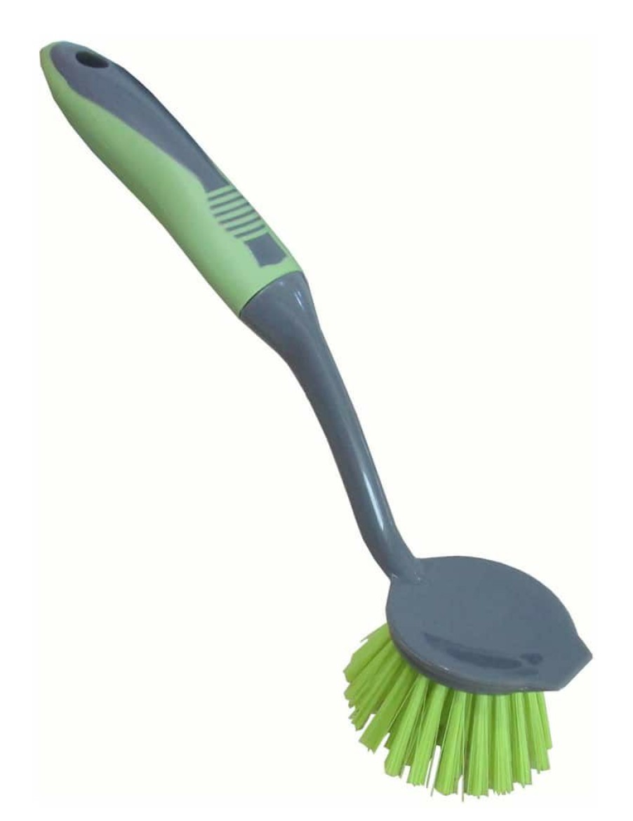 Home & Pets * | Frank Round Non-Stick Surfaces Dish Scrub Brush With Stiff & Durable Fibre Bristles With Scraper