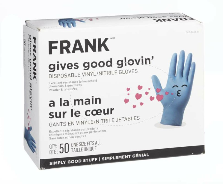 Home & Pets * | Frank Multi-Purpose Disposable Vinyl / Nitrile Gloves, Latex Free, One Size, 50-Pk