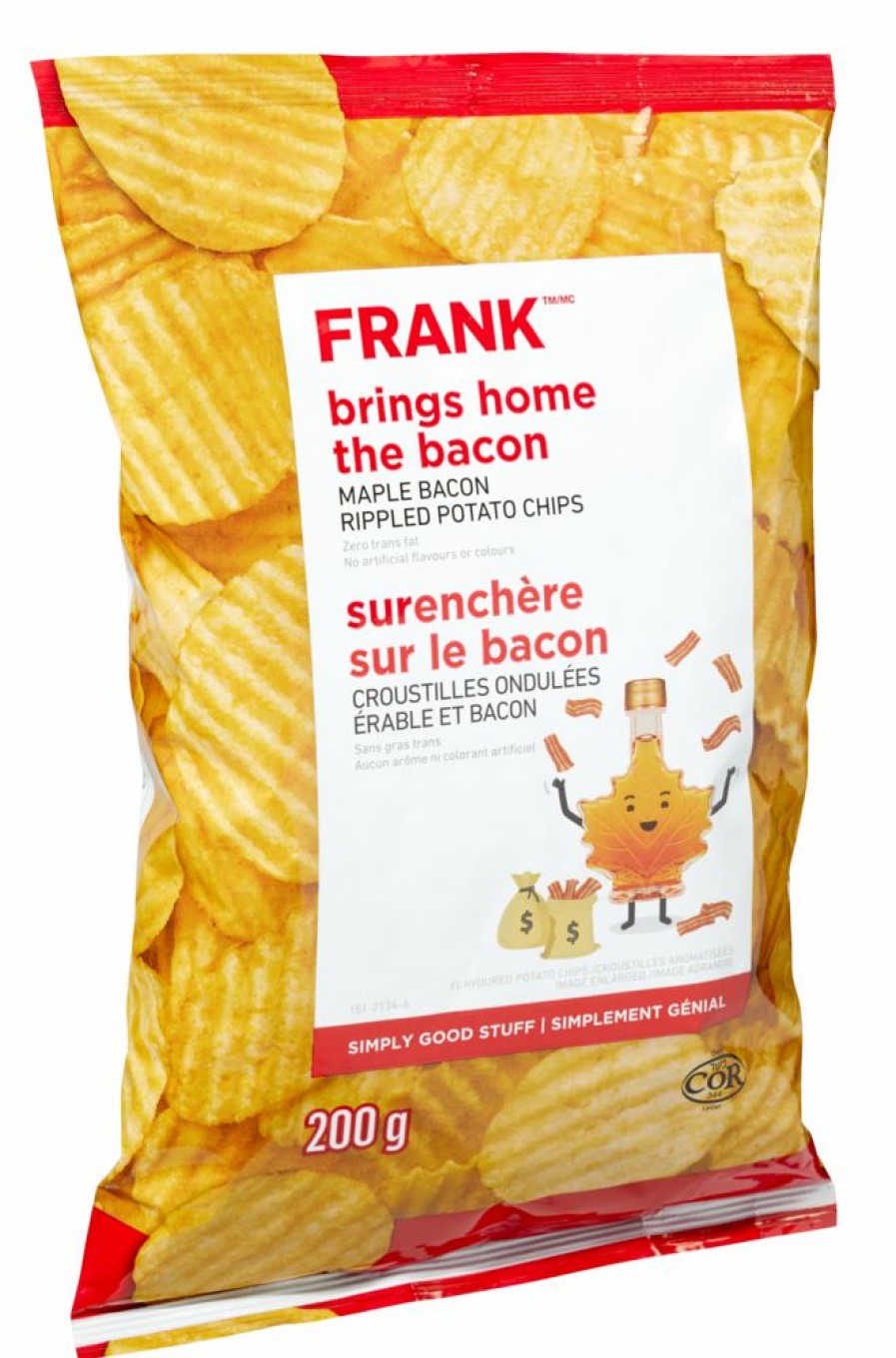 Home & Pets * | Frank Maple Bacon Rippled Potato Chips, 220-G