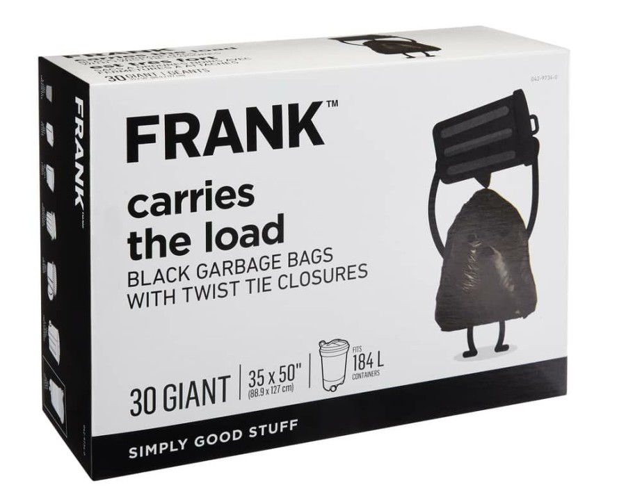 Home & Pets * | Frank Giant Twist-Tie Outdoor Garbage Bags, 30-Pk, Black, 184-L