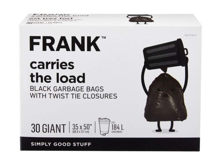 Home & Pets * | Frank Giant Twist-Tie Outdoor Garbage Bags, 30-Pk, Black, 184-L