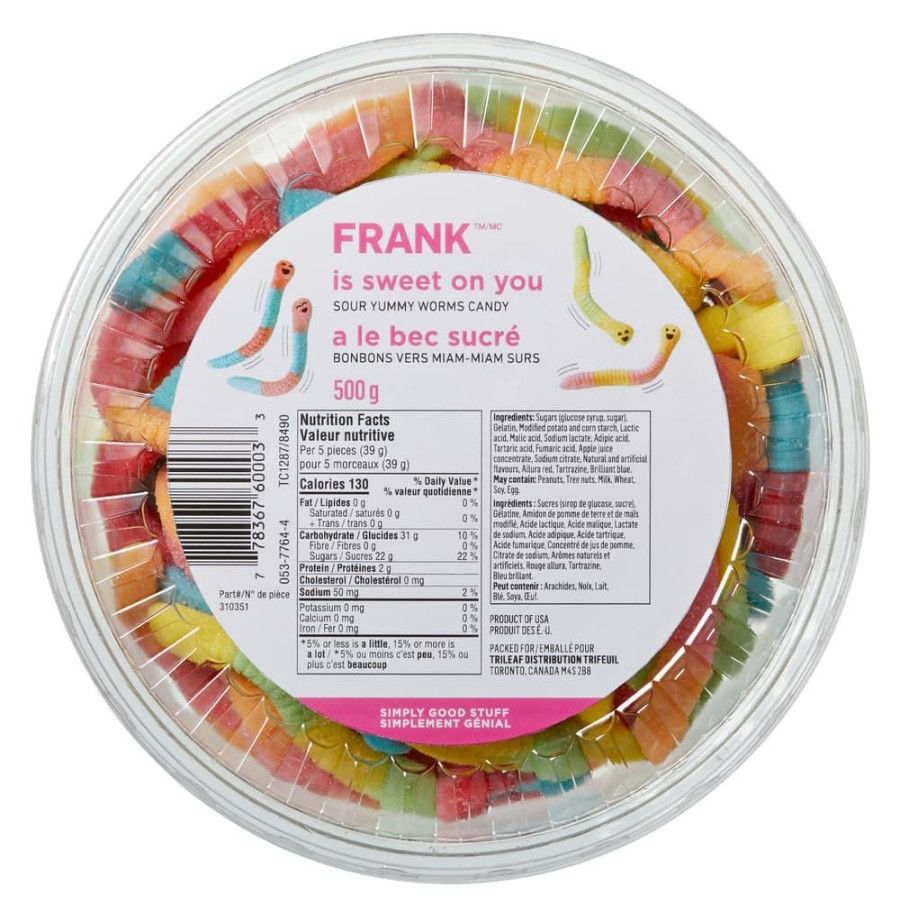 Home & Pets * | Frank Sour Gummy Worm Candy, 500-G