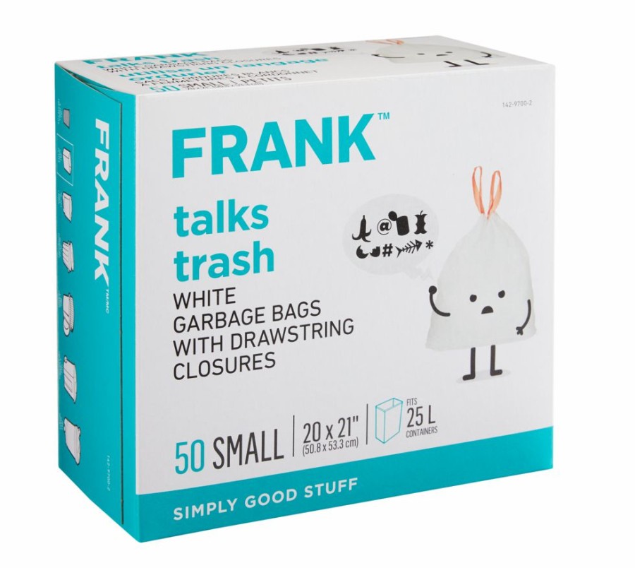 Home & Pets * | Frank Small Drawstring Unscented Garbage Bags, 50-Pk, White, 25-L