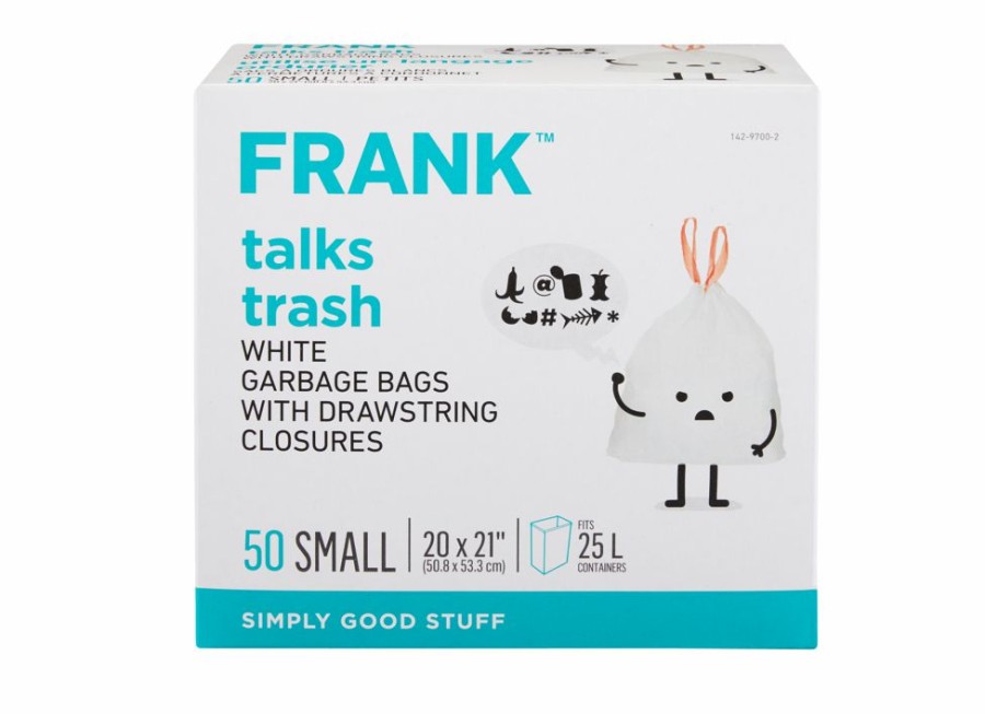 Home & Pets * | Frank Small Drawstring Unscented Garbage Bags, 50-Pk, White, 25-L