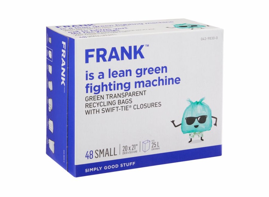 Home & Pets * | Frank Small Swift-Tie Recycling Bags, 48-Pk, Green Transparent, 25-L