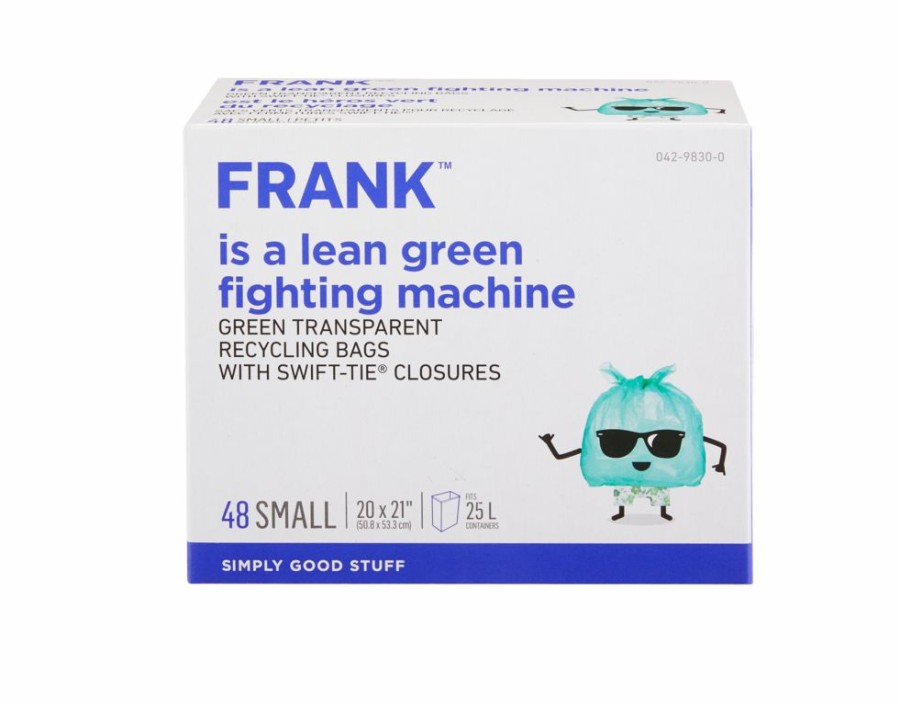 Home & Pets * | Frank Small Swift-Tie Recycling Bags, 48-Pk, Green Transparent, 25-L