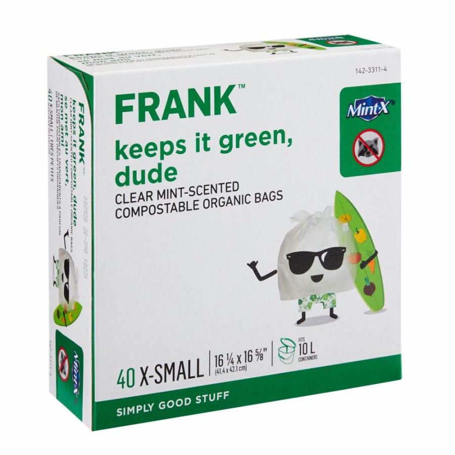 Home & Pets * | Frank Extra-Small Organic Mint Scented Compostable Food Waste Bags, 40-Pk, Clear, 10-L