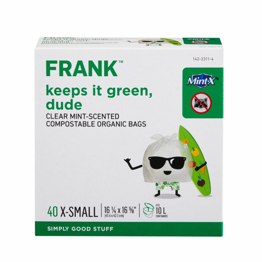 Home & Pets * | Frank Extra-Small Organic Mint Scented Compostable Food Waste Bags, 40-Pk, Clear, 10-L