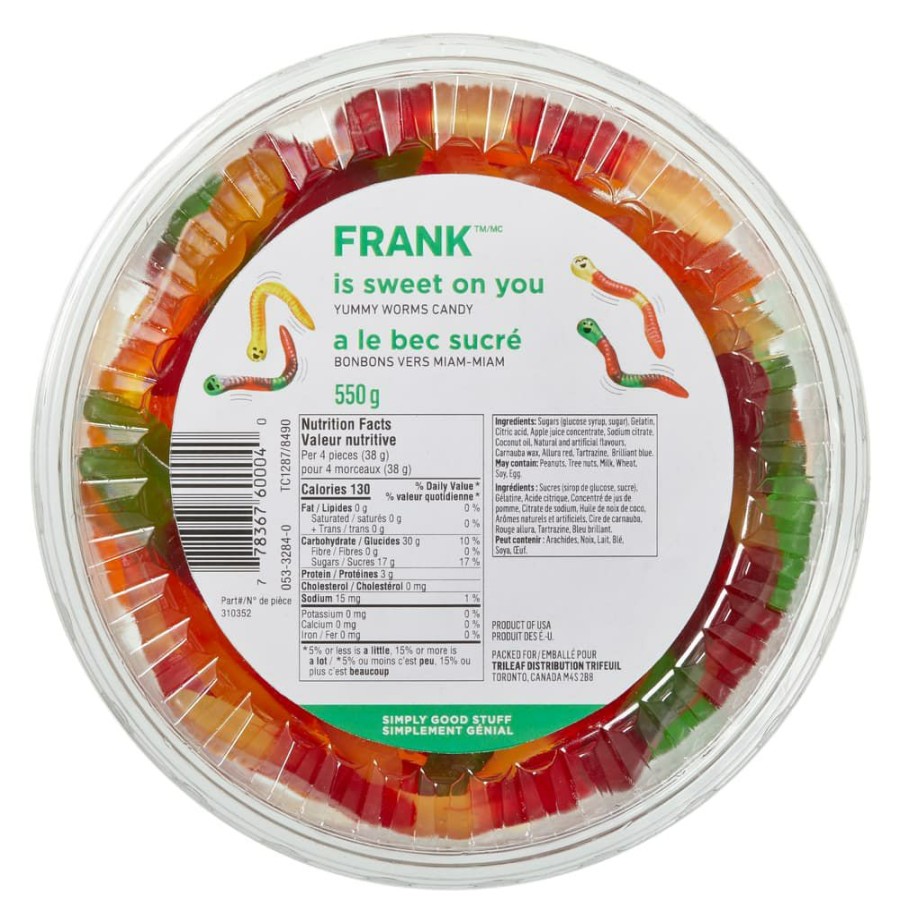 Home & Pets * | Frank Gummy Worm Candy Tub, 550-G