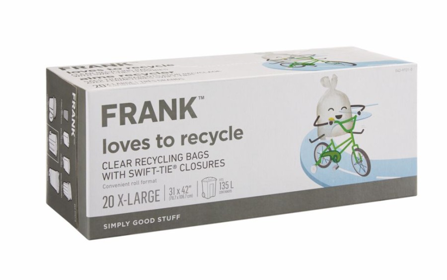 Home & Pets * | Frank Extra-Large Swift-Tie Recycling Bags, 20-Pk, Clear, 135-L