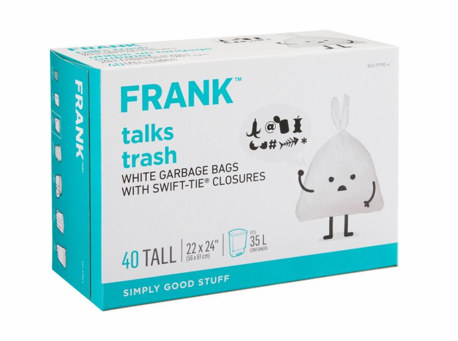 Home & Pets * | Frank Tall Swift-Tie Unscented Garbage Bags, 40-Pk, White, 35-L