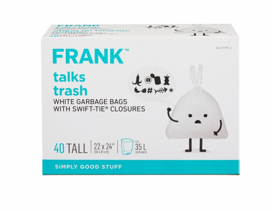 Home & Pets * | Frank Tall Swift-Tie Unscented Garbage Bags, 40-Pk, White, 35-L